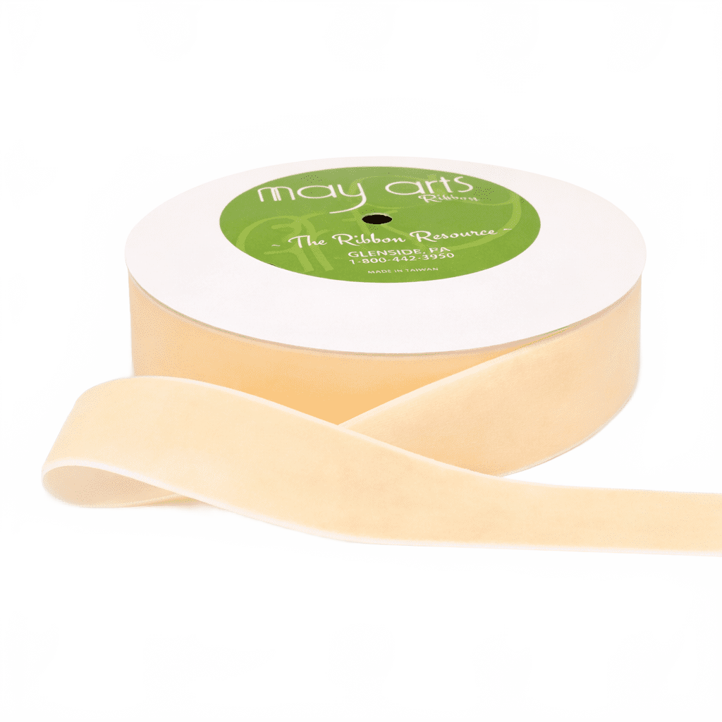 1.5 Inch Classic Buttercream Velvet Ribbon With Woven Edge