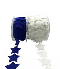 1.5 Inch Puffy Star Banner Blue Ribbon With Sealed Edge