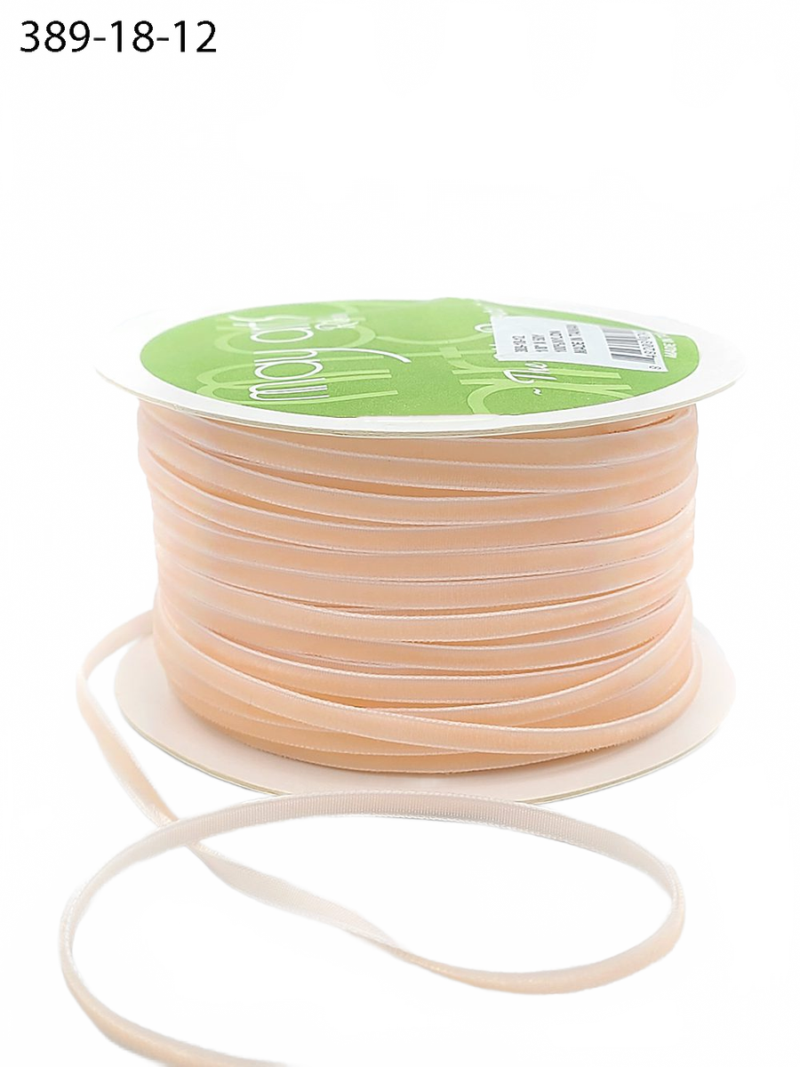 1/8 Inch Nude Velvet String Cord Ribbon With Woven Edge