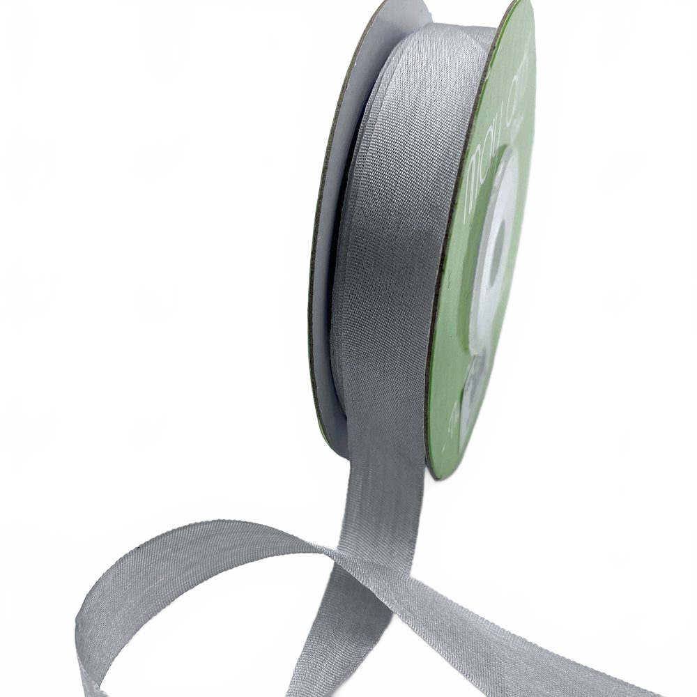 1/2 Inch 100% Hand-Dyed Grey Silk Ribbon With Woven Edge