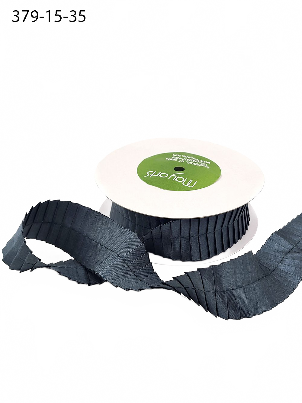 1.5 Inch Dark Silver Satin Pleats Ribbon With Woven Edge