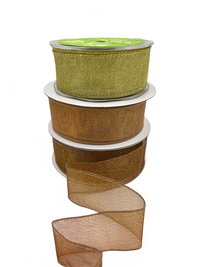 1.5 Inch Semi-Sheer Metallic Gold Ribbon