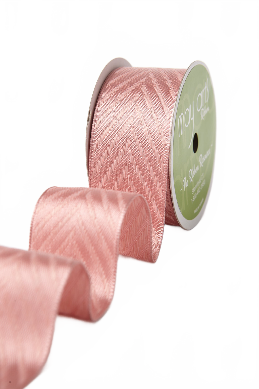 1.5 Inch Solid Chevron Rose Ribbon With Wired Woven Edge