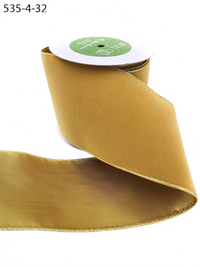 4 Inch Copper Velvet Gold Back Ribbon With Wired Edge