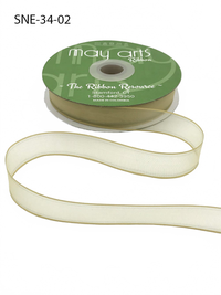 ~3/4 Inch Soft Champagne Sheer Ribbon With Thin Solid Edge