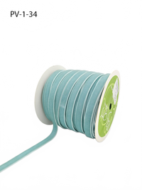 3/8 Inch Classic Light Blue Velvet Ribbon With Woven Edge