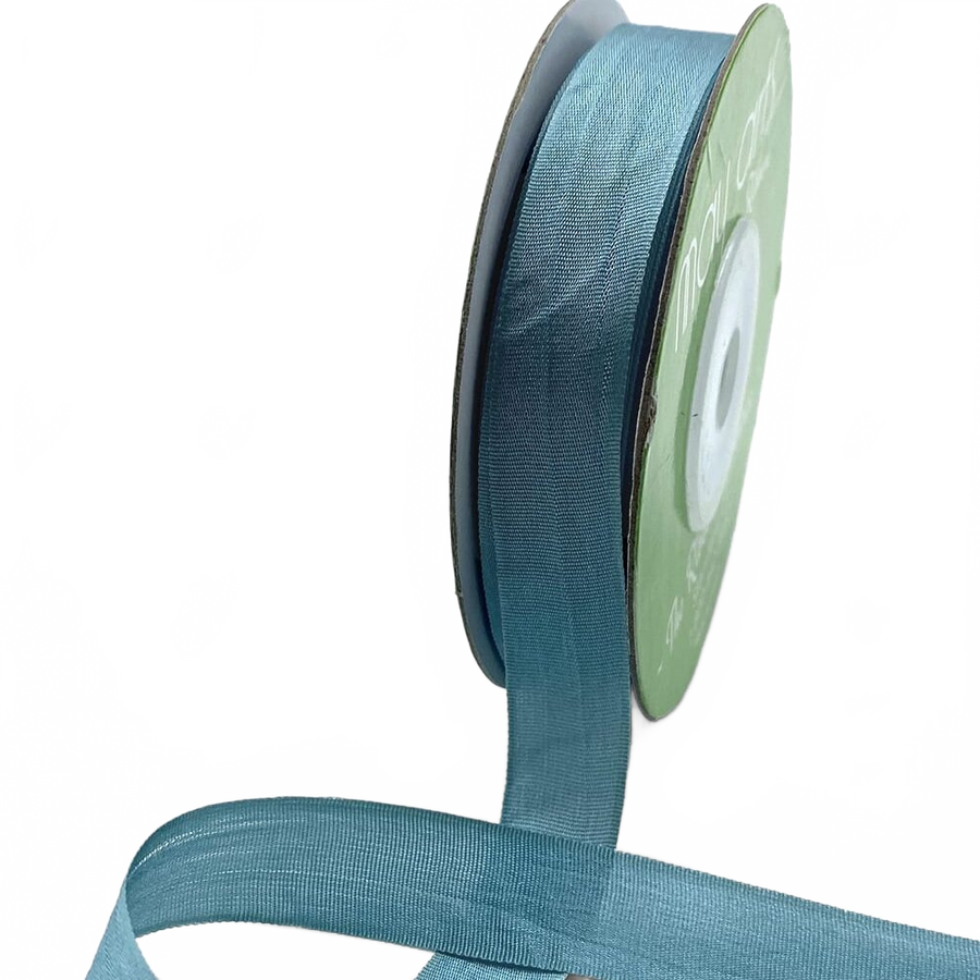 1/2 Inch 100% Hand-Dyed Teal Silk Ribbon With Woven Edge