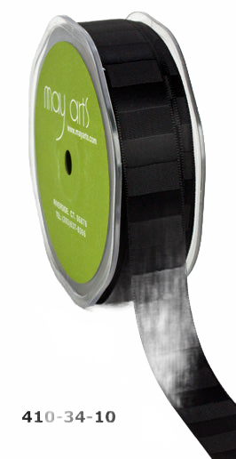 3/4 Inch Horizontal Stripe Black Satin Ribbon