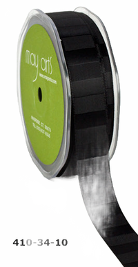 3/4 Inch Horizontal Stripe Black Satin Ribbon