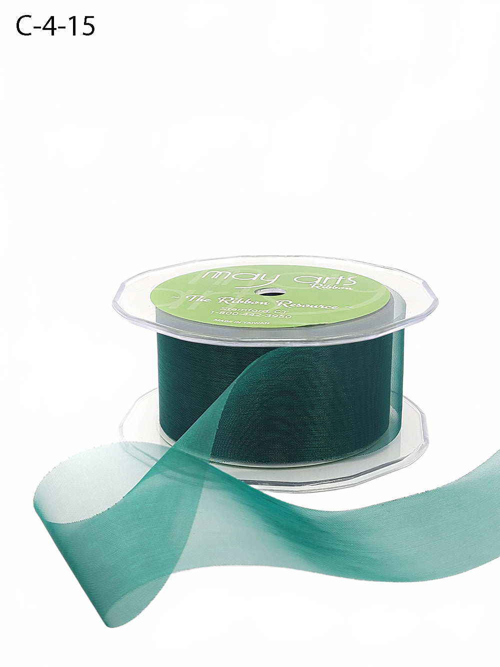 1.5 Inch Soft Shimmer Green Sheer Ribbon With Cut Edge