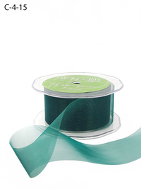 1.5 Inch Soft Shimmer Green Sheer Ribbon With Cut Edge