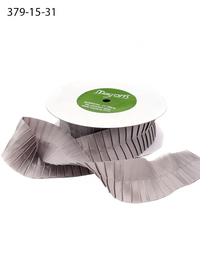 1.5 Inch Silver Satin Pleats Ribbon With Woven Edge