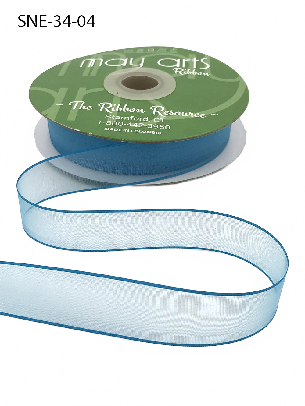 ~3/4 Inch Soft Teal Sheer Ribbon With Thin Solid Edge