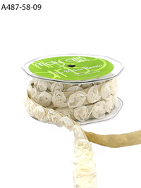 5/8 Inch Adhesive Rosette Ivory Ribbon With Cut Edge