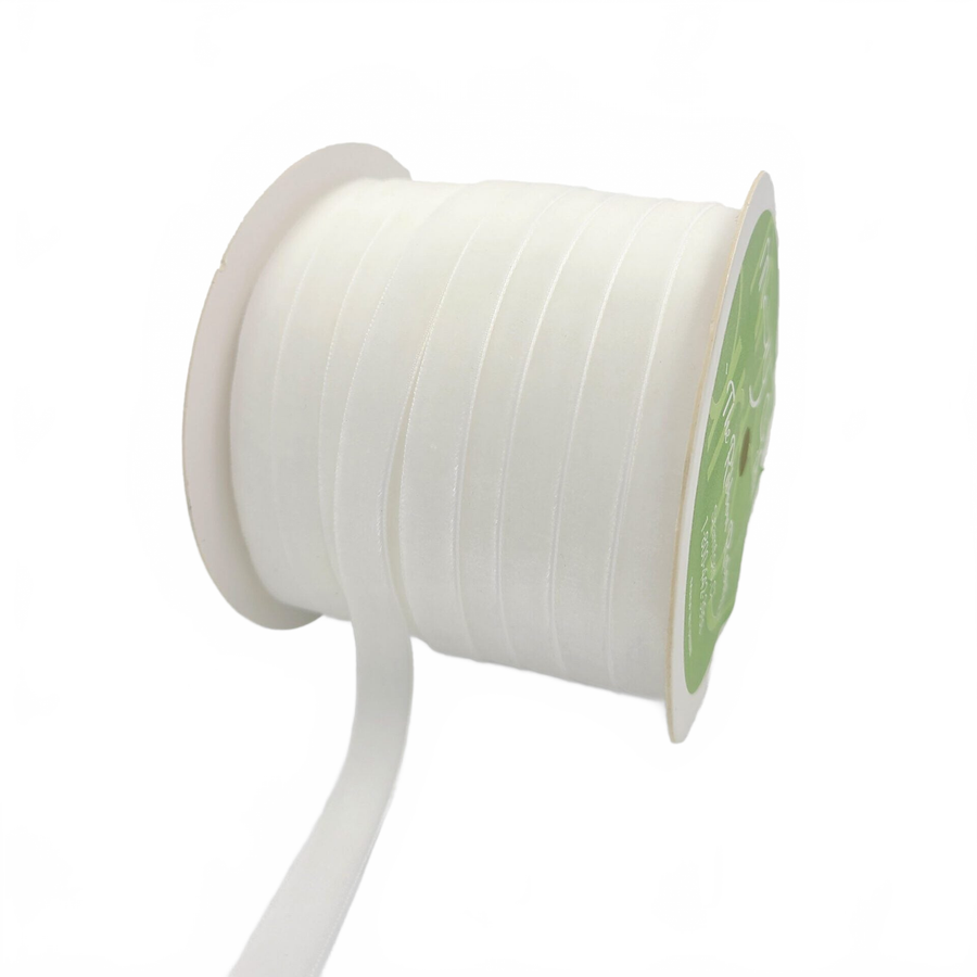 3/8 Inch Classic White Velvet Ribbon With Woven Edge