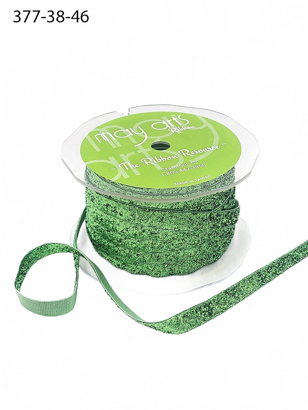 3/8 Inch Woven Metallic Parrot Green Velvet Ribbon With Woven Edge
