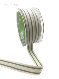 5/8 Inch Jadite Green Cotton Blend Double Stripe Ribbon With Woven Edge