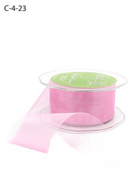 1.5 Inch Soft Shimmer Light Fuchsia Sheer Ribbon With Cut Edge