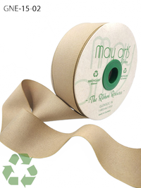 1.5 Inch Eco-Friendly Recycled Champagne Grosgrain Ribbon With Woven Edge