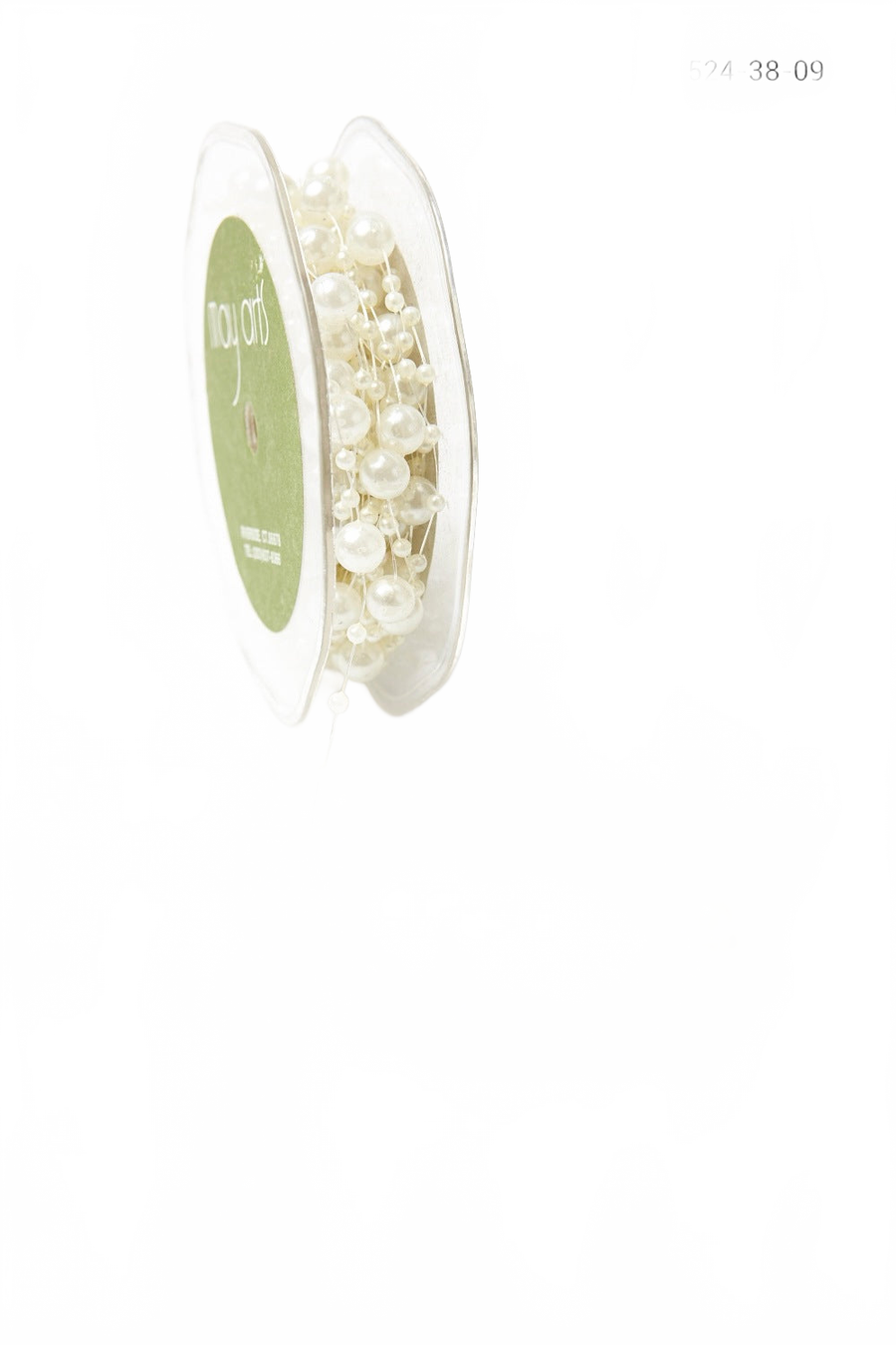 3/8 Inch Multi-Size Pearl Beaded String Ivory Ribbon