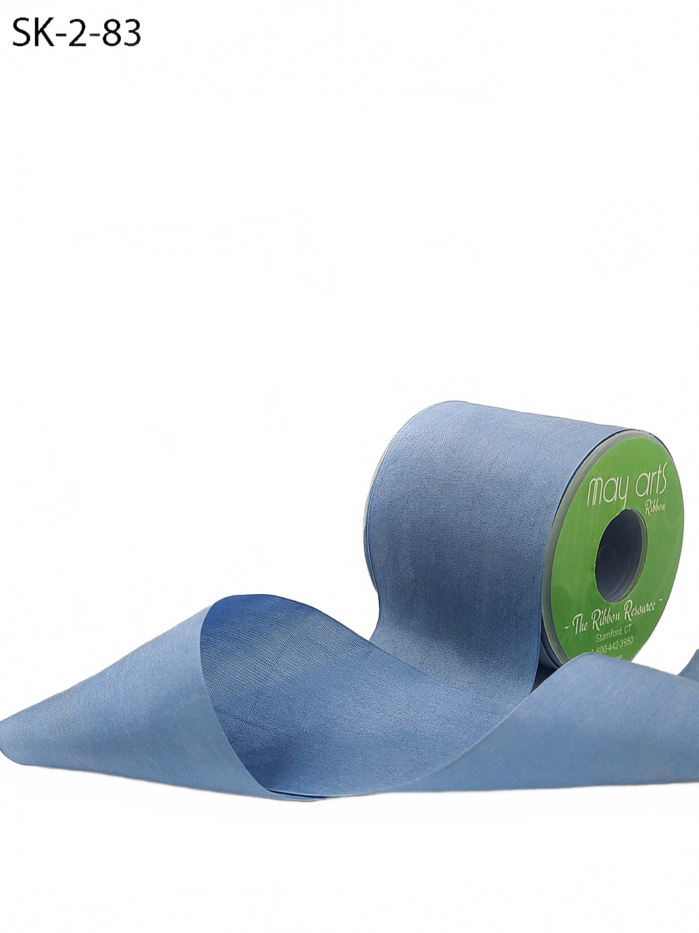2 Inch 100% Hand-Dyed Blue Grey Silk Ribbon With Woven Edge
