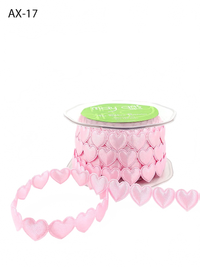 3/4″ Puffy Pink Hearts Satin Seasonal Shape Ribbon With Cut Sealed Edge