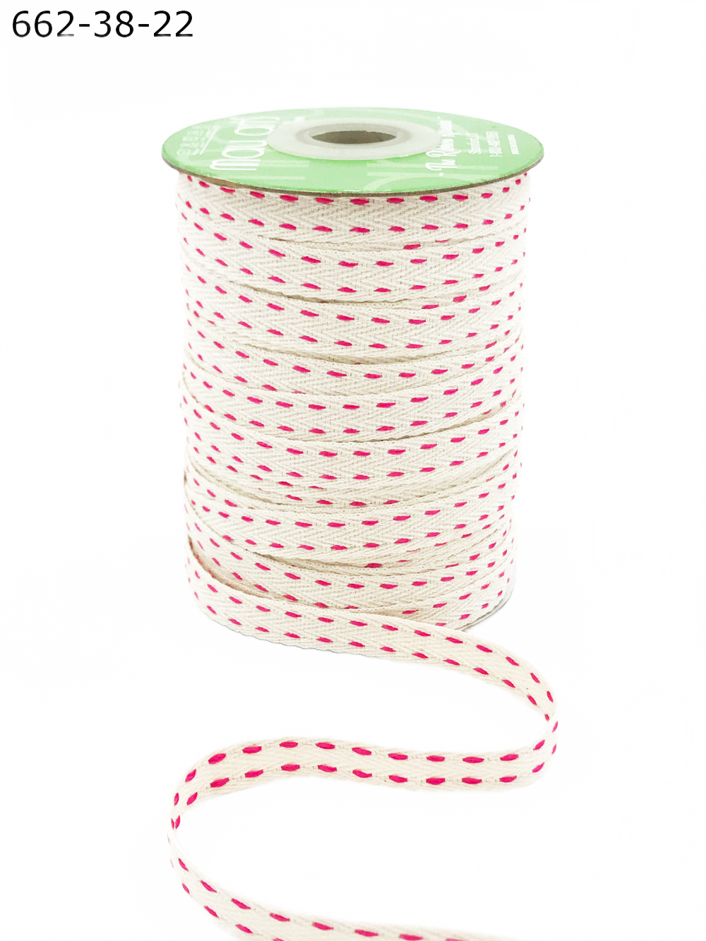 3/8 Inch Two Woven Threads On Fuchsia Cotton Blend Ribbon With Woven Edge