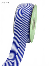 1.5 Inch Navy Twill Chevron Stripe Ribbon With Woven Edge