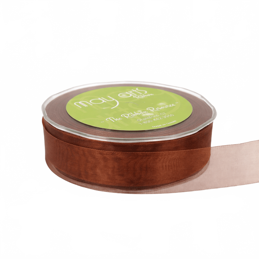 1 Inch Soft Shimmer Copper Sheer Ribbon With Cut Edge