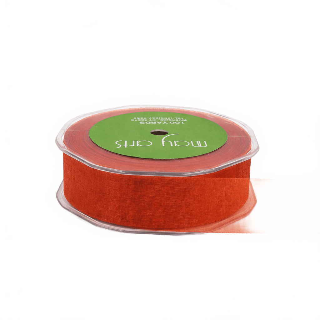 1 Inch Soft Shimmer Bittersweet Sheer Ribbon With Cut Edge