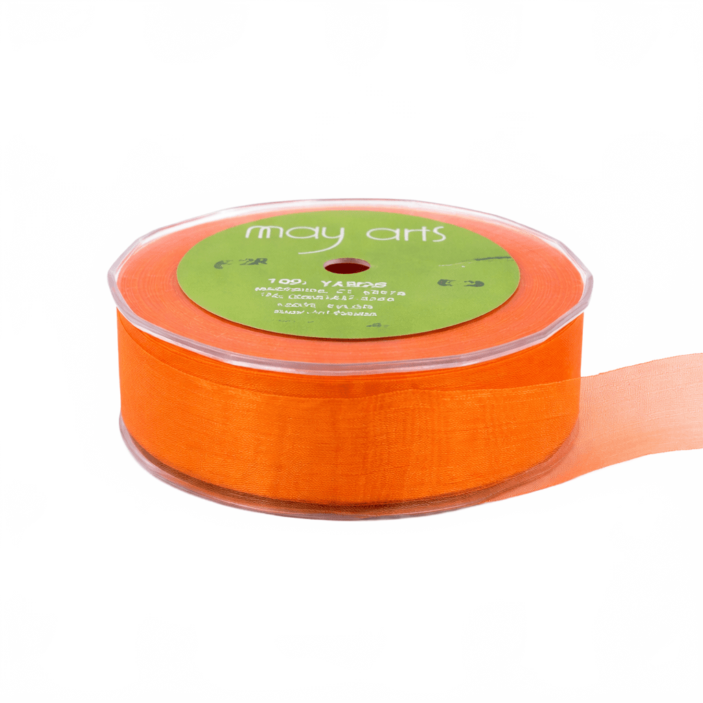 1 Inch Soft Shimmer Orange Sheer Ribbon With Cut Edge