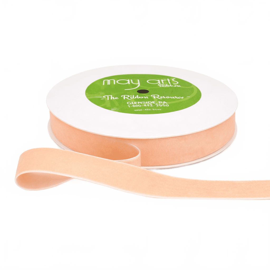 3/4 Inch Classic Nude Velvet Ribbon With Woven Edge