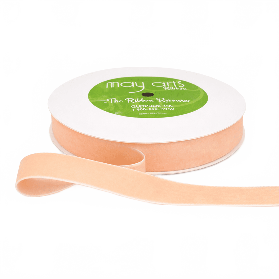 3/4 Inch Classic Nude Velvet Ribbon With Woven Edge