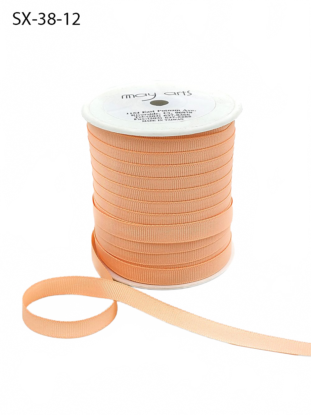 3/8 Inch Heavy-Weight (Higher Thread Count) Classic Peach Grosgrain Ribbon With Woven Edge