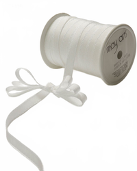 3/8 Inch Classic Ivory/White Stitch Grosgrain Ribbon With Woven Stitched Edge