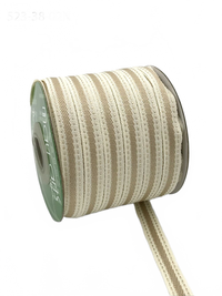 3/8 Inch Solid Color Band Ivory/Beige Ribbon With Natural Woven Stitched Edge