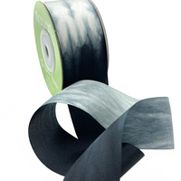 1.25 Inch 100% Hand-Dyed Variegated (Multi-Color) Black/Ivory Silk Ribbon With Woven Edge