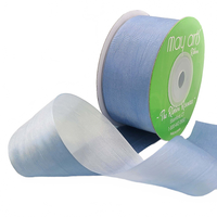 1.25 Inch 100% Hand-Dyed Variegated (Multi-Color) Blue/White Silk Ribbon With Woven Edge