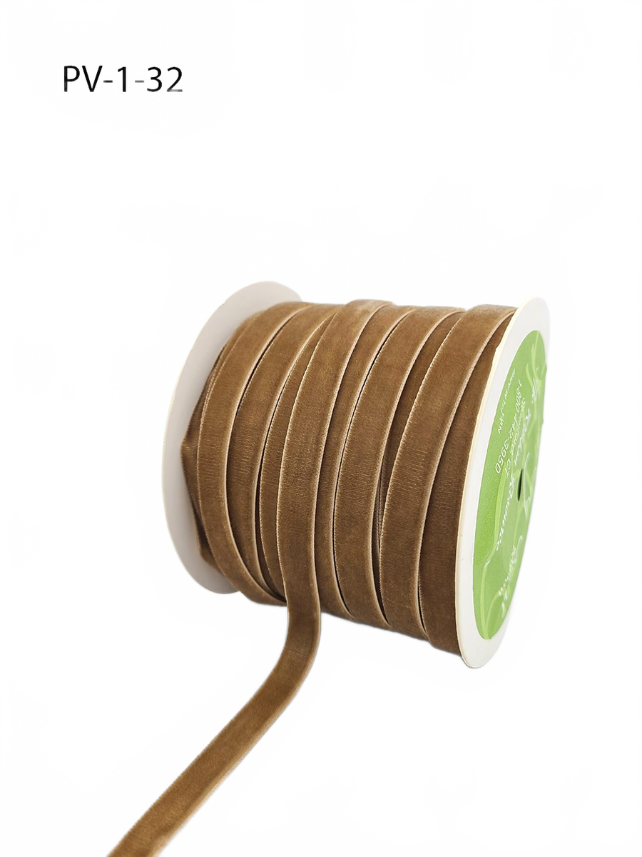 3/8 Inch Classic Antique Gold Velvet Ribbon With Woven Edge