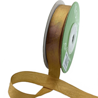 1/2 Inch 100% Hand-Dyed Pale Gold Silk Ribbon With Woven Edge