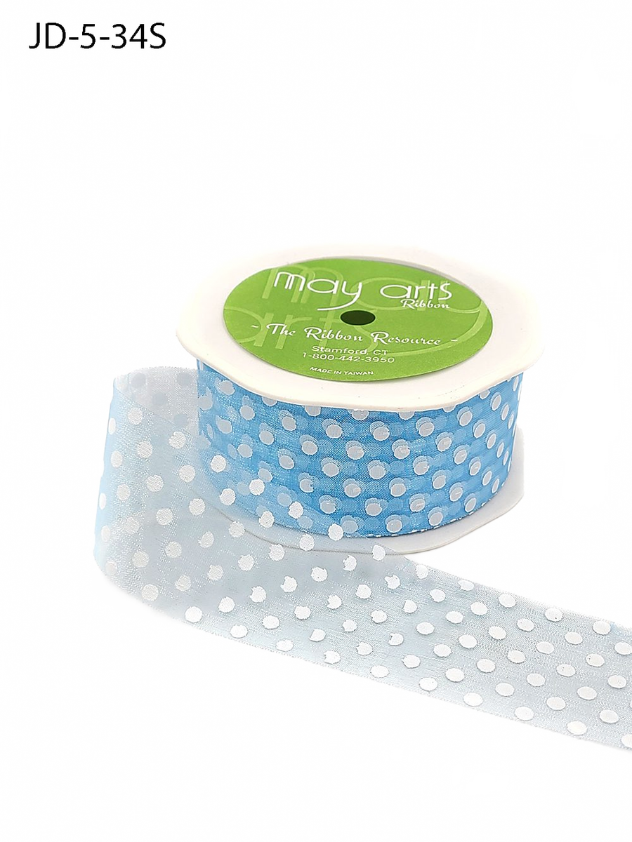 1.5 Inch Light Blue Sheer Dots Ribbon