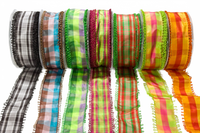 1.5 Inch Looped Picot Edge Plaid Ribbon