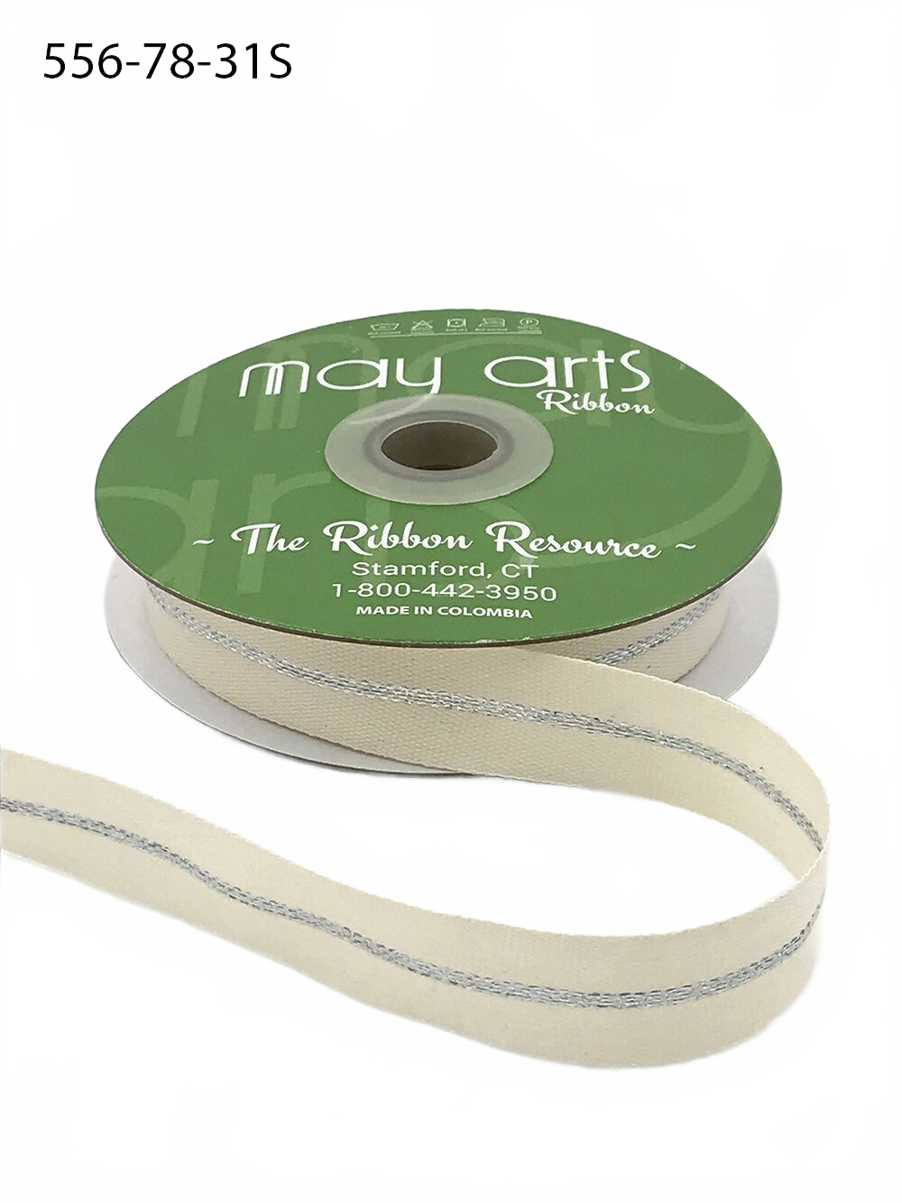 7/8 Inch Canvas With Woven Metallic Center Line Ribbon With Woven Edge