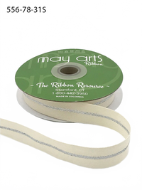 7/8 Inch Canvas With Woven Metallic Center Line Ribbon With Woven Edge