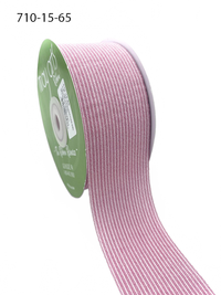 1.5 Inch Striped Washed Wood Rose Linen Ribbon