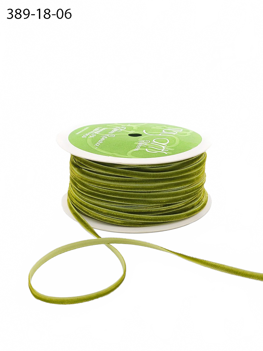 1/8 Inch Sweetpea Green Velvet String Cord Ribbon With Woven Edge