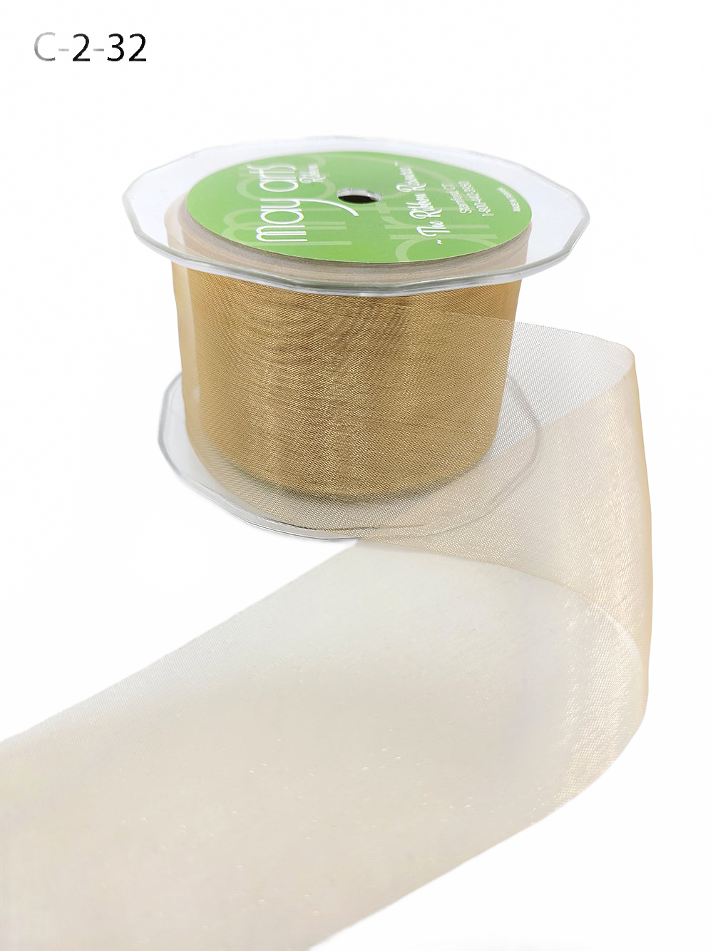2 Inch Soft Shimmer Antique Gold Organza Ribbon