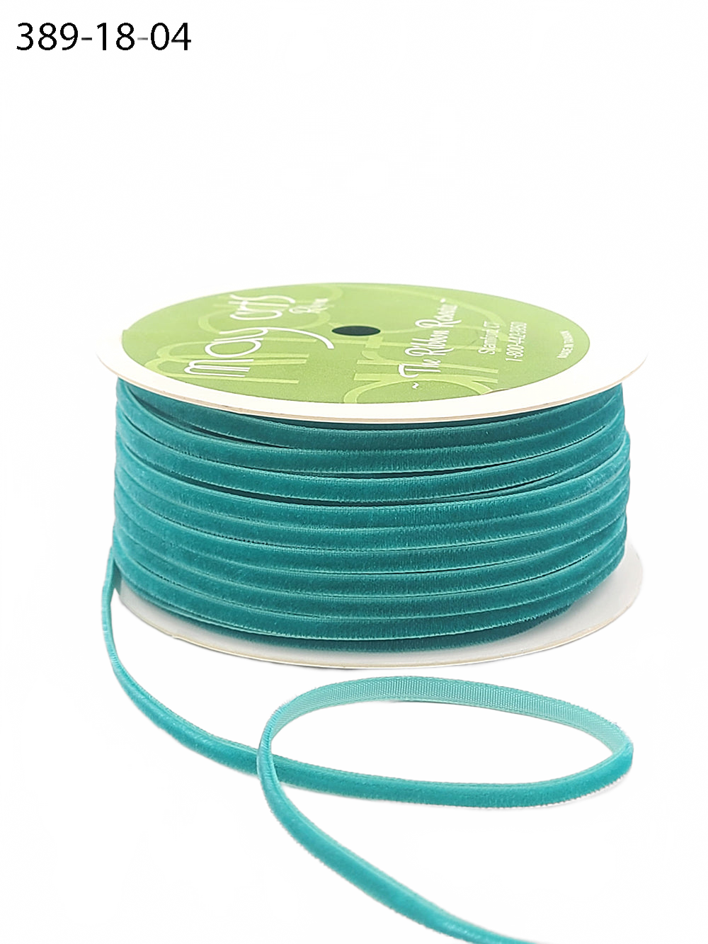 1/8 Inch Teal Velvet String Cord Ribbon With Woven Edge