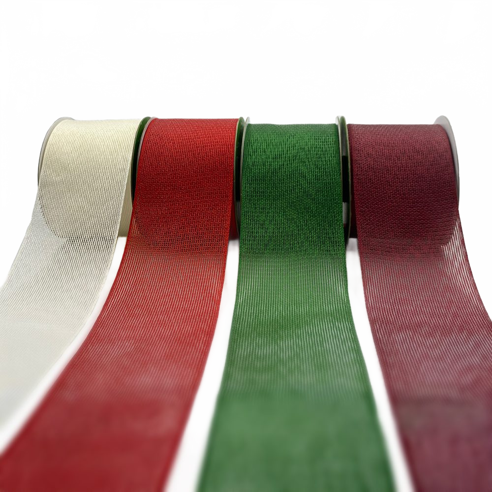 2 2/3 Inch Semi Sheer Ribbon With Woven Edge