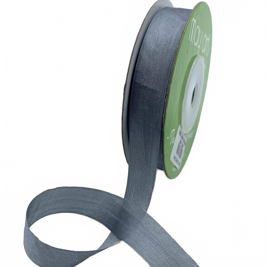 1/2 Inch 100% Hand-Dyed Gargoyle Silk Ribbon With Woven Edge
